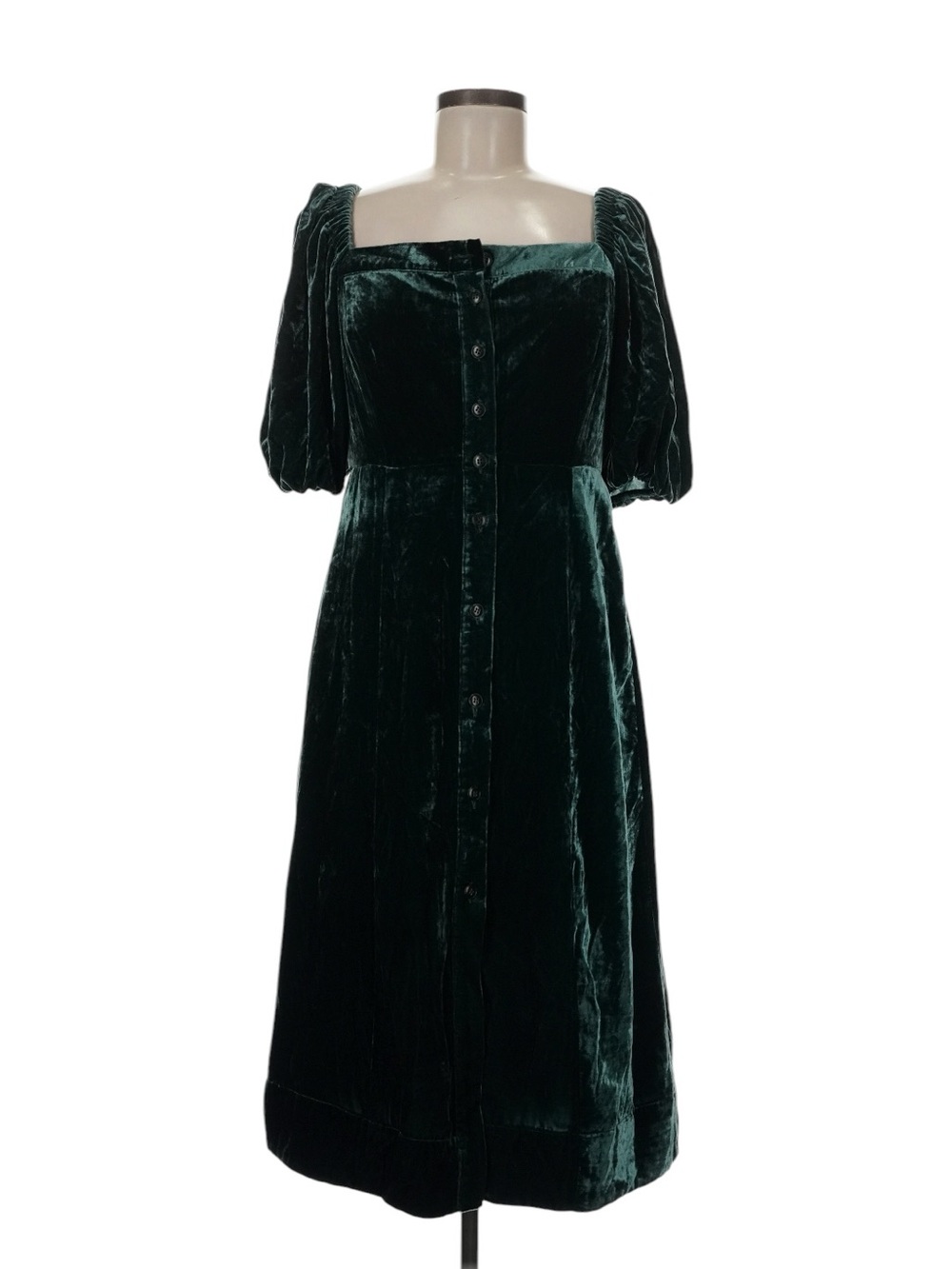 J. Crew Puff Sleeve Velvet Dress 8 Forest Green Holiday Thanksgiving Festive NWT